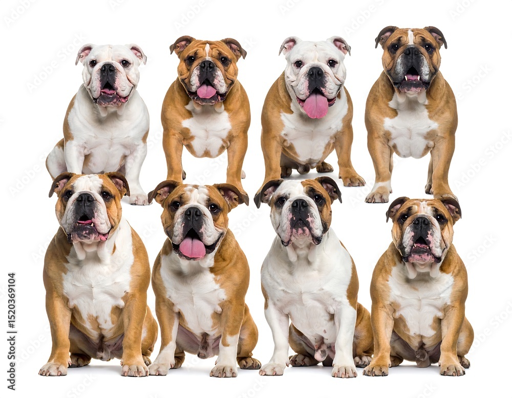 Fototapeta premium Dogs in a row on white background