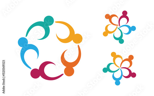 Human care adoption group network and social logo design vv.108