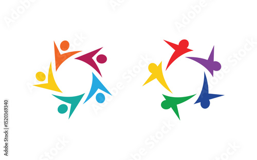 Human care adoption group network and social logo design vv.110