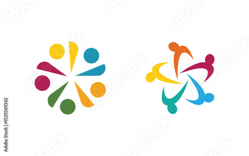Human care adoption group network and social logo design vv.112