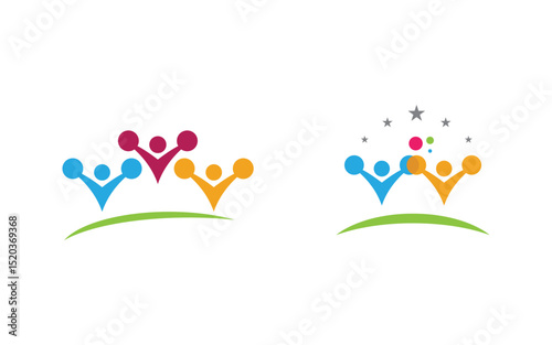 Human care adoption group network and social logo design vv.111