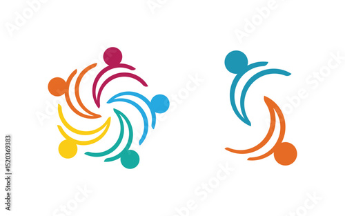 Human care adoption group network and social logo design vv.113