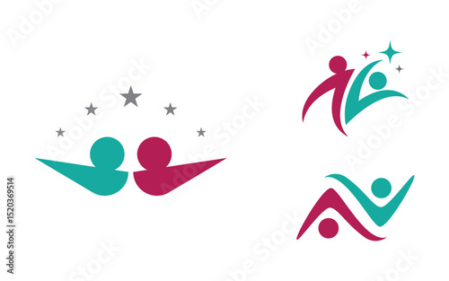 Human care adoption group network and social logo design vv.123
