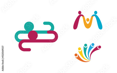 Human care adoption group network and social logo design vv.124