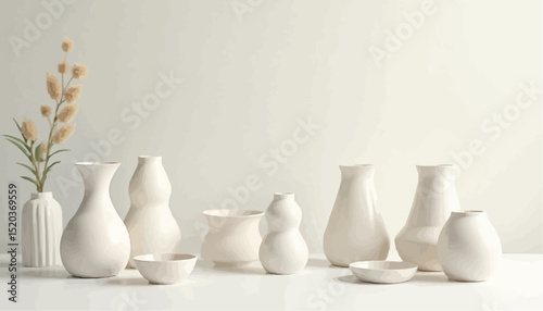 White Vases and Bowls