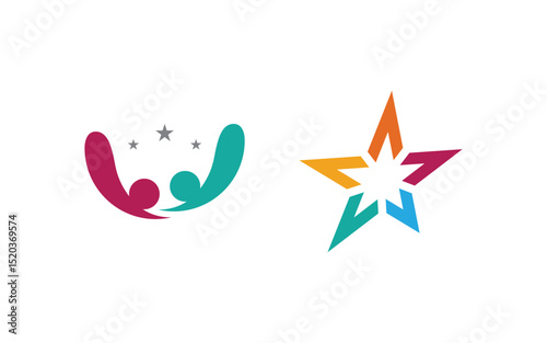 Human care adoption group network and social logo design vv.126