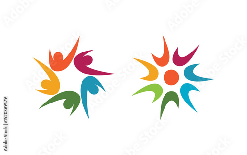 Human care adoption group network and social logo design vv.127