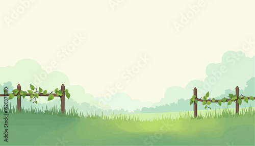 Field with fence and green nature