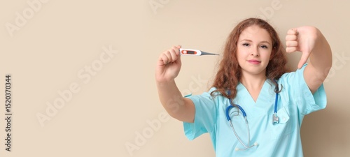 Female doctor with thermome...