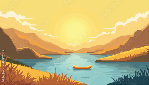 Lake view with mountain at sunrise