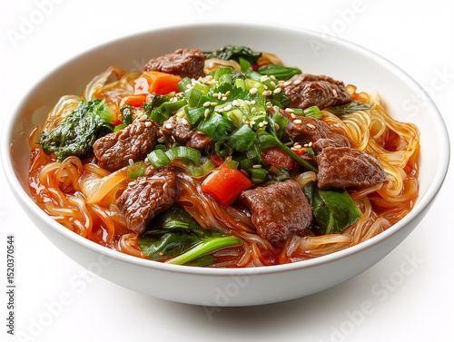Asian Cuisine Stir Fry with Beef, Vegetables, and Rice Noodles - Delicious Comfort Food with Fresh Ingredients and Bold Flavors