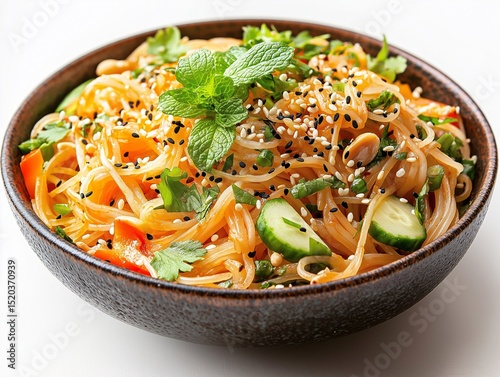 Healthy Vegetarian Asian Noodle Salad with Fresh Herbs and Sesame Wholesome and Delicious Dish Perfect for Lunch or Dinner