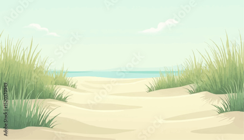 Sandy path to the beach cartoon illustration