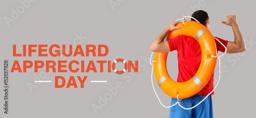 Beach rescuer with lifebuoy...
