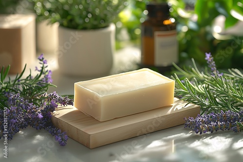 Organic Herbal Lavender Soap with Essential Oils for Natural Skincare and Aromatherapy Wellness