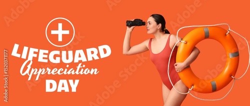 Female beach rescuer with l...
