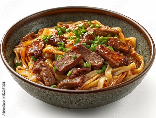 Delicious Beef Stir Fry Noodles with Hoisin Sauce and Green Onions - A Fusion of Chinese Comfort and Healthy Cuisine