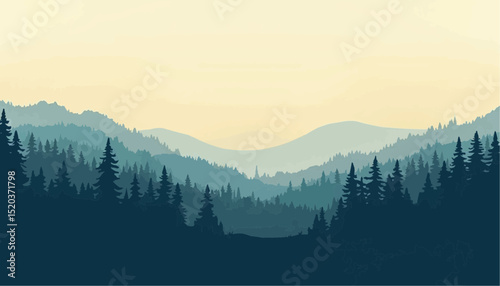 Forest Landscape With Mountain View