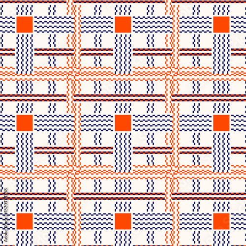 Captivating Geometric Grid Pattern Featuring Orange Squares and Blue Lattice Lines