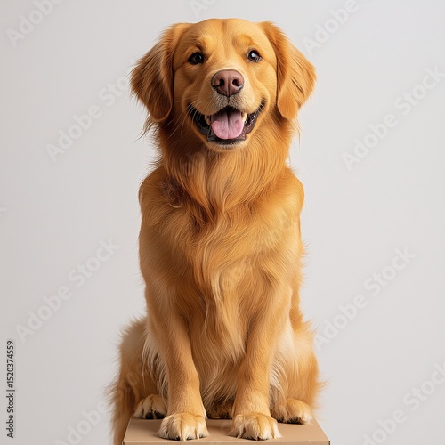 Adorable Golden Retriever Portrait - Smiling Friendly Canine Companion with Vibrant Golden Coat