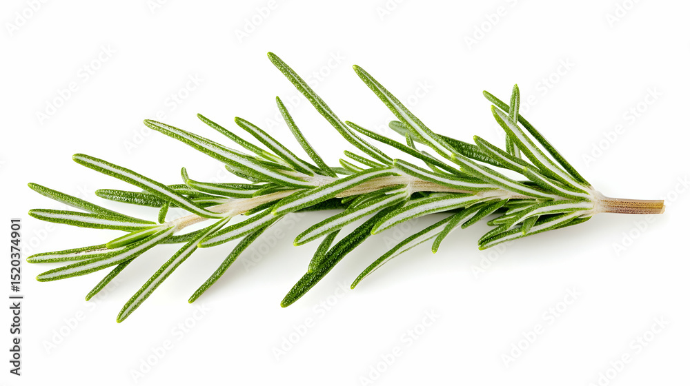 Fresh Rosemary Sprig Against White Background Fresh Rosemary Sprig Against White Background