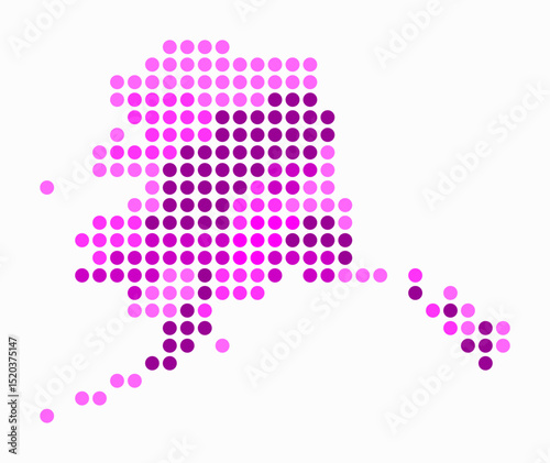 Alaska dotted map. Digital style map of the state on white background. Alaska shape with circle dots. Colored dots style. Large size circles. Beautiful vector illustration.
