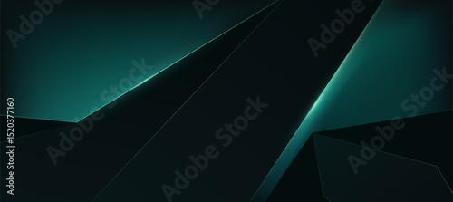 Green and black abstract geometric luxury background vector. Social ads banner or Landing page.