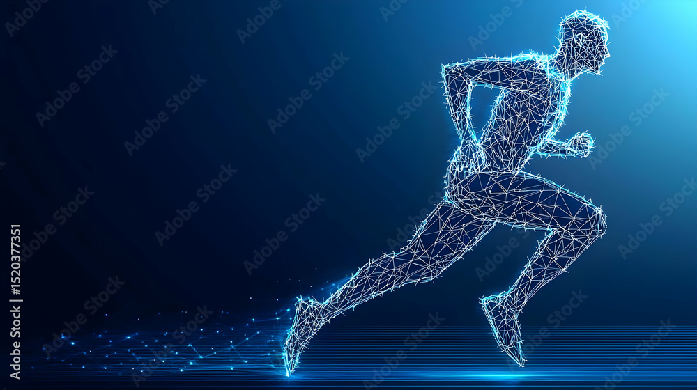 Fototapeta premium Abstract Running Figure In Blue