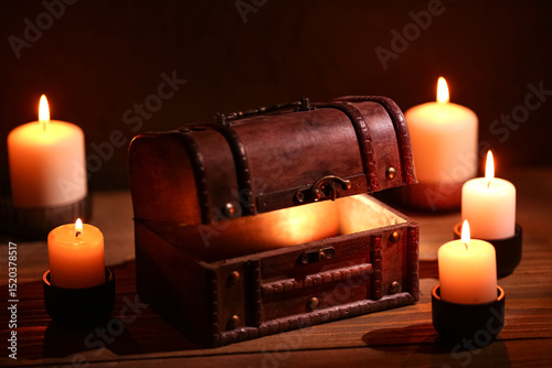 Decorative box with burning...