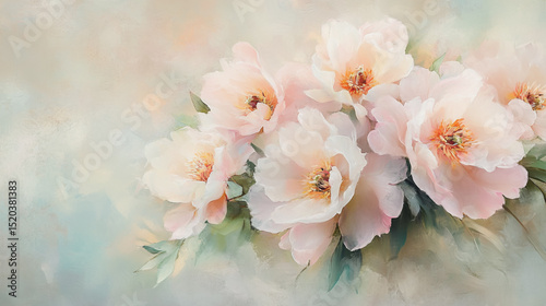 Elegant wedding invitation card background vector. Minimal hand painted watercolor Paeonia flowers texture template background. Design for wedding, vip cover, poster, rsvp moderncard.Valentine's Day