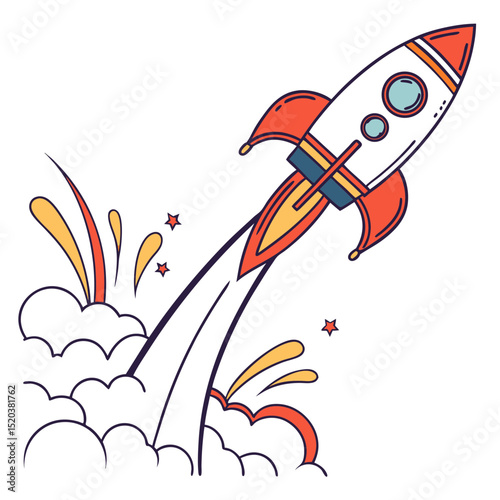 Embarking on a Cosmic Voyage with a Whimsical Rocket vector