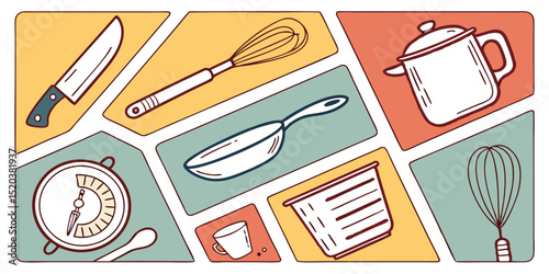 Assorted Culinary Tools and Utensils Decorative Pattern