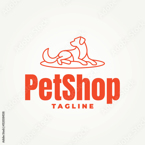 minimalist pet shop line art icon logo vector illustration design. simple modern pet shops, veterinary, and animals shelters logo concept