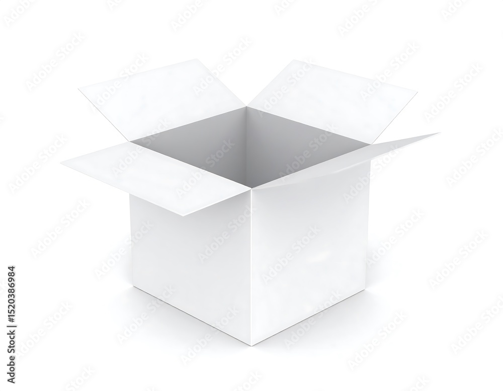 Open white box on white background Open white box on white background