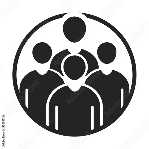 Black and white group of people icon for website and app design
