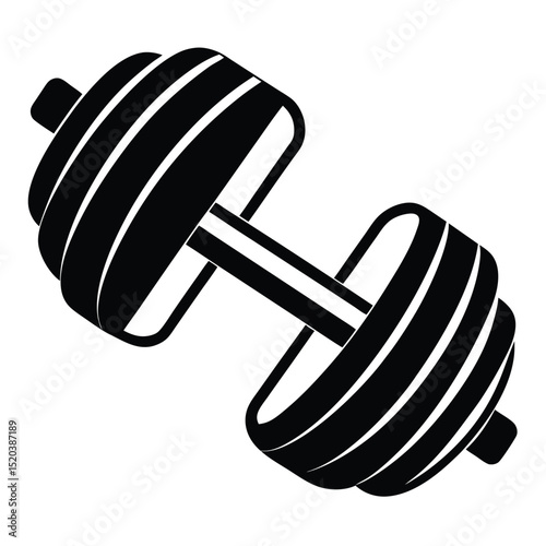 Simple black and white dumbbell icon for fitness