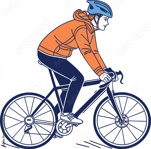 Cyclist in Motion – Sporty Bicycle Illustration