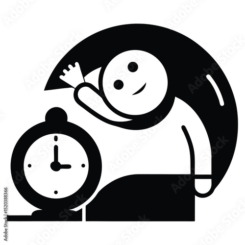 Sleep and clock icon black and white design