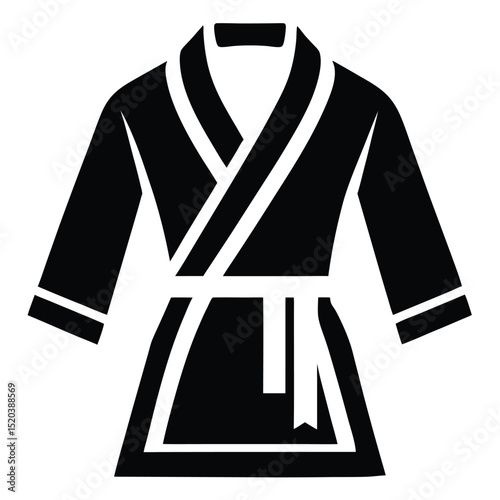 Spa robe icon black and white bathrobe illustration