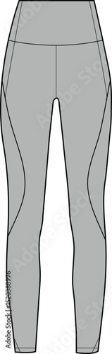 Title: High Waist Grey Leggings with Seam Detailing