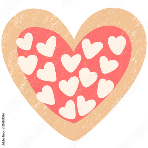 Crayon Heart Cookie with Pink Cream – Cute Valentine’s Dessert Vector