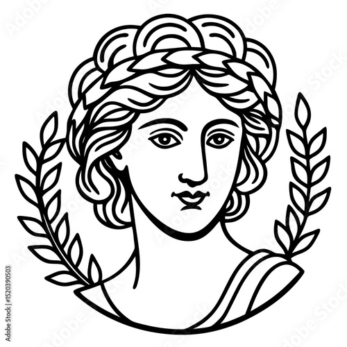 Simple Greek Laurel & Floral Crown Illustration