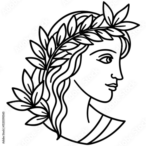 Simple Greek Laurel & Floral Crown Illustration