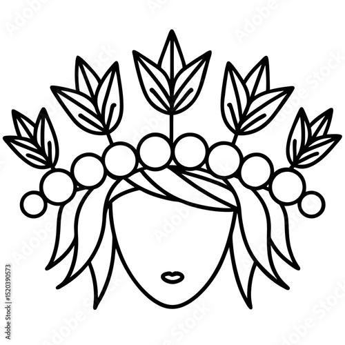 Simple Greek Laurel & Floral Crown Illustration
