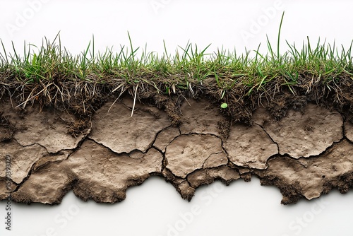 Cracked Soil and Arid Landscape. Nature's Struggle with Climate Impact and Soil Erosion in Sustainable Agriculture