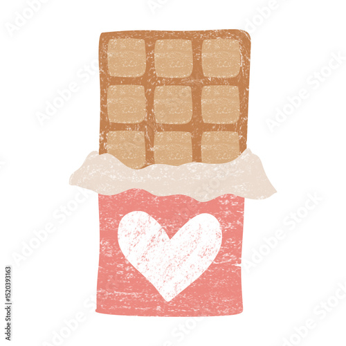 Crayon-Style Vector Illustration of Chocolate Bar for
Valentine's Day