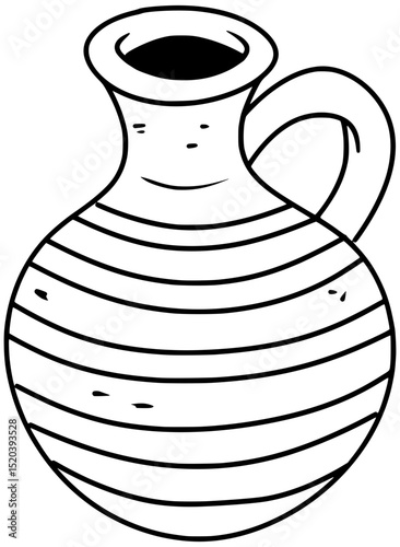 Ceramic Egyptian Pottery Vector Outline Line Art Drawing