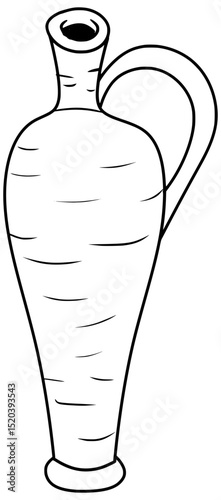 Tall Egyptian Pot With Handle Vector Outline Line Art Drawing