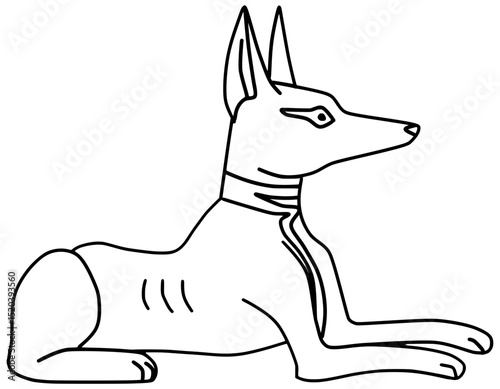 Anubis Vector Egyptian Dog Outline Line Art Drawing