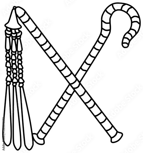Crook And Flail Vector Egyptian Outline Line Art Drawing